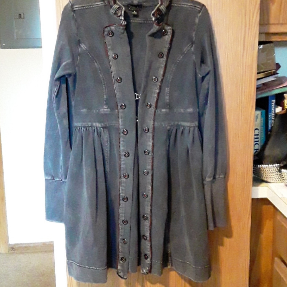 Military steampunk acid wash sweatshirt jacket L - Picture 1 of 5